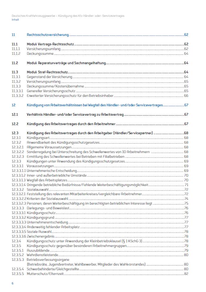 Broschüre „Kündigung des Kfz-Händler- oder -Servicevertrages" für Mitglieder