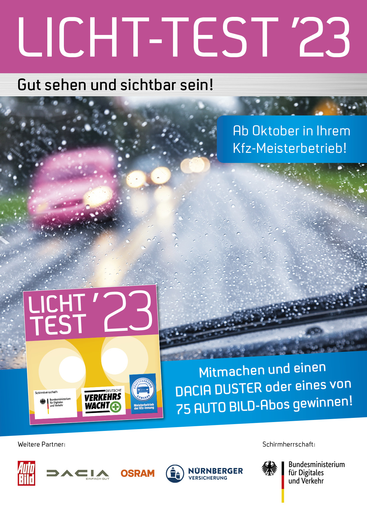 Flyer „Gewinnspiel zum Licht-Test 2023“