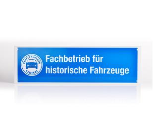 Alte Ausführung: Zusatzzeichen „Fachbetrieb für historische Fahrzeuge“