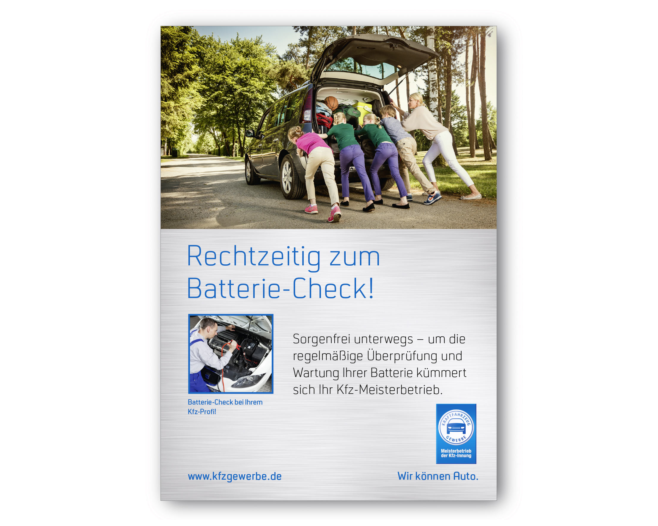 Anzeige „Rechtzeitig zum Batterie-Check“ DIN A4 zum Downloaden