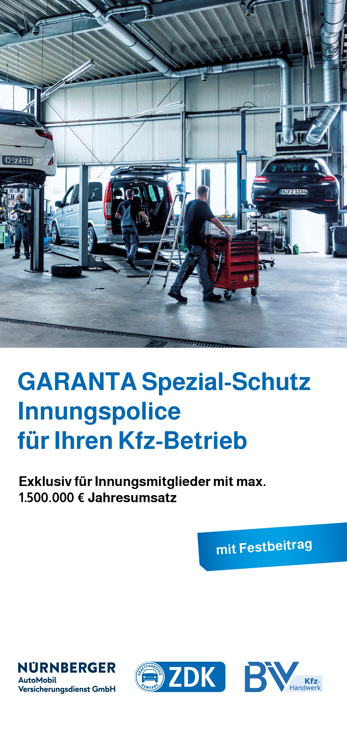 Flyer „GARANTA Spezial-Schutz - Innungspolice für Ihren Kfz-Betrieb" 