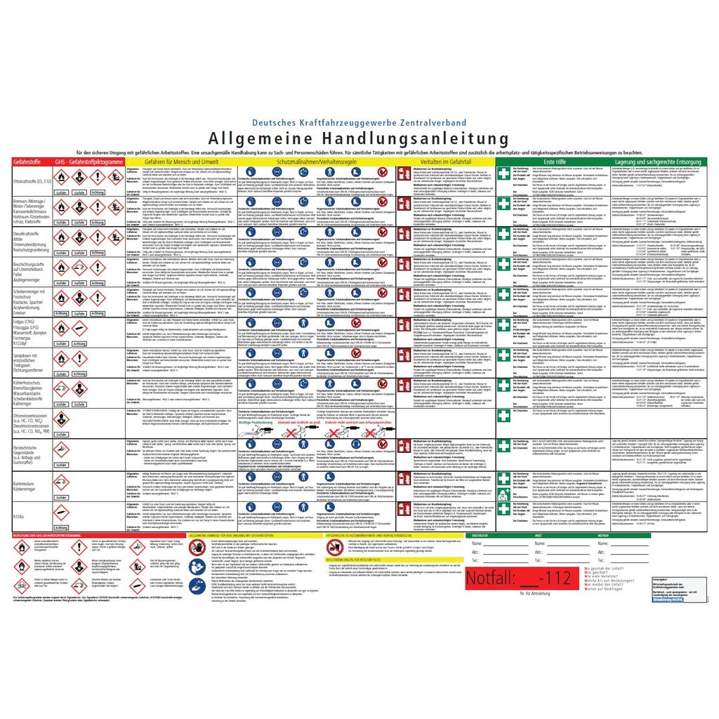 Plakat "Allgemeine Handlungsanleitung" DIN A0 cellophaniert für Nichtmitglieder