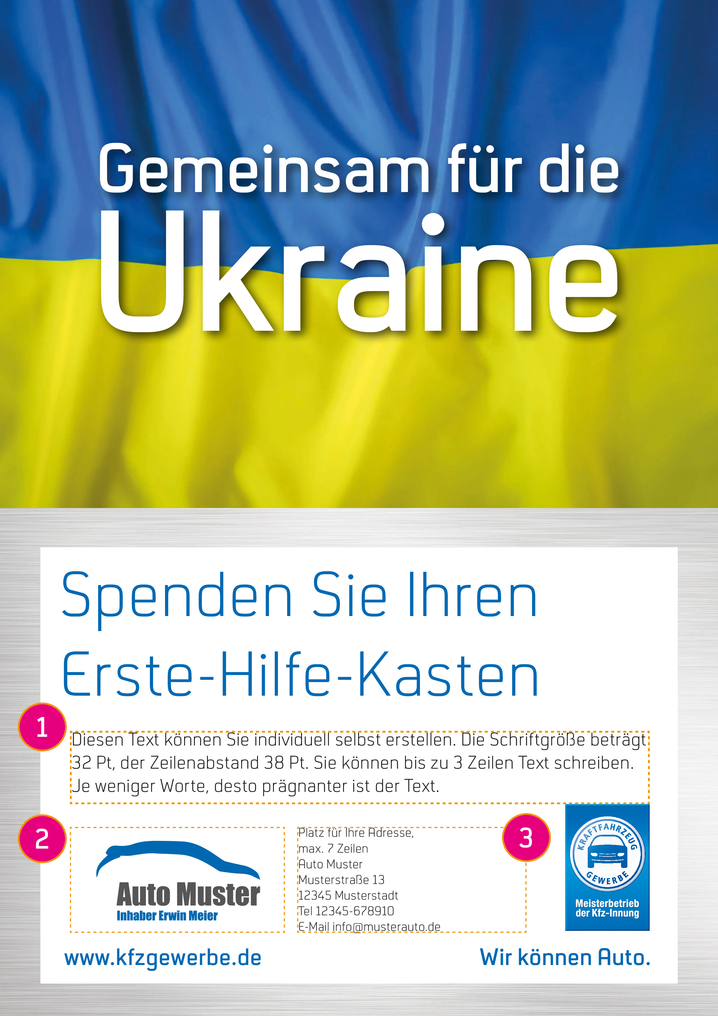 Plakat „Gemeinsam für die Ukraine", individualisierbar zum Downloaden
