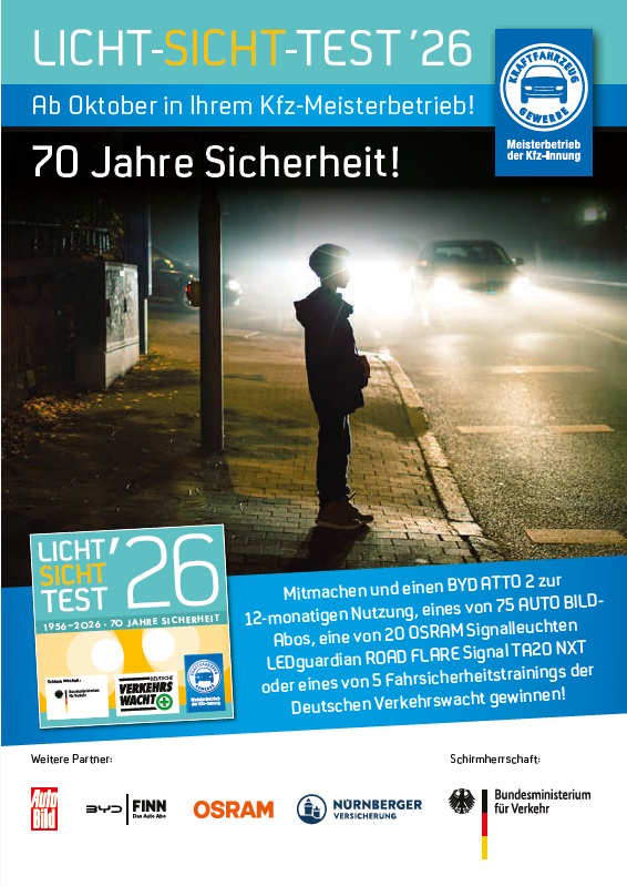 Flyer „Gewinnspiel zum Licht-Sicht-Test 2026“