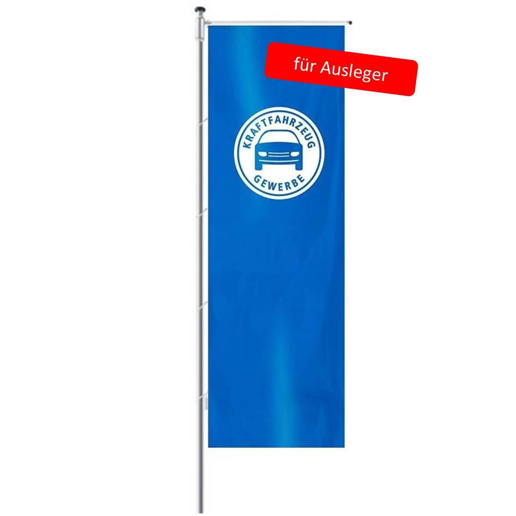 Fahne „Kraftfahrzeuggewerbe“ für Ausleger 150 x 400 cm, blau