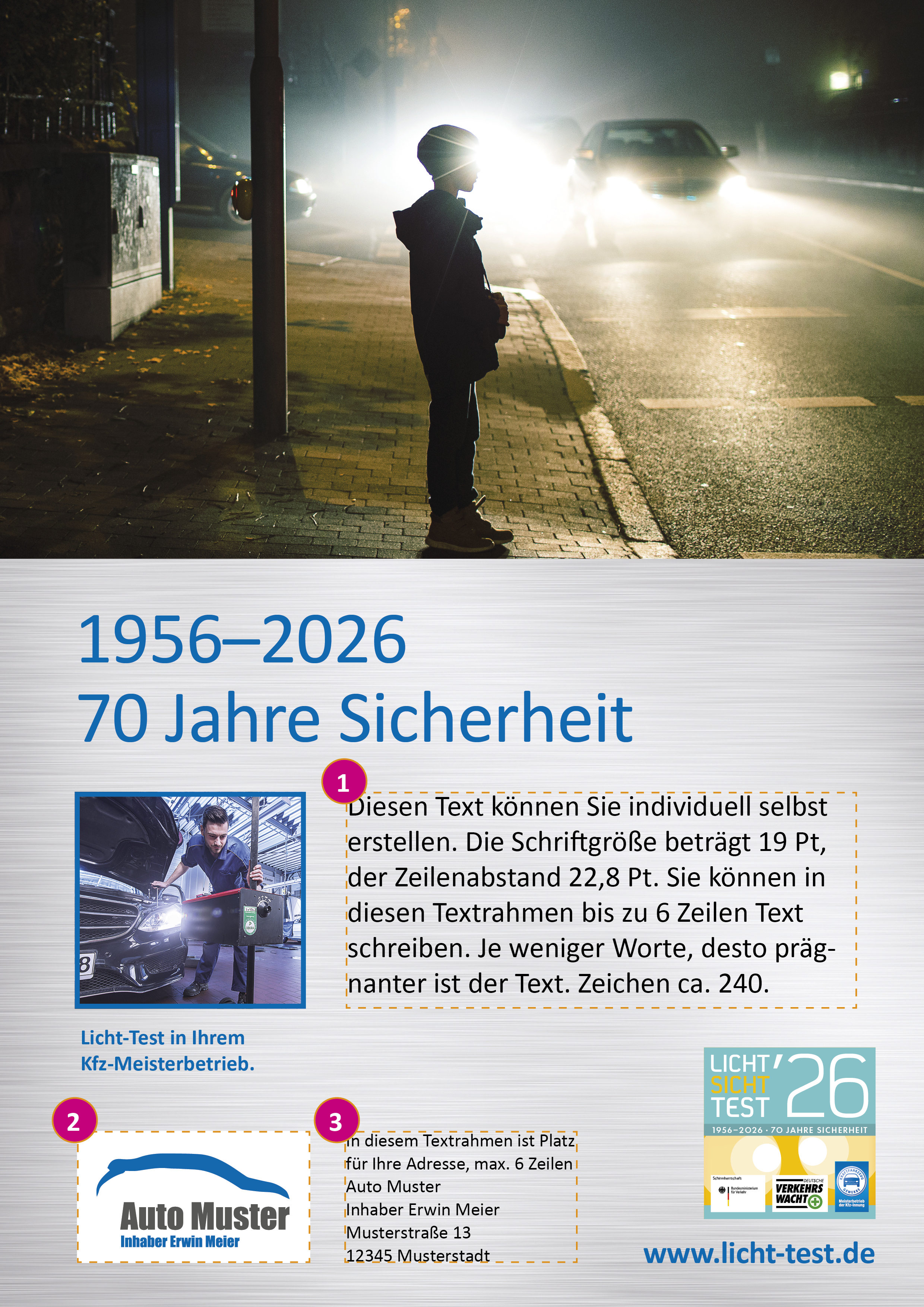 Anzeige „Licht-Sicht-Test" DIN A4, individualisierbar