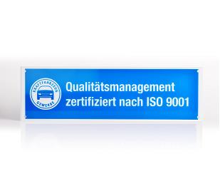 Alte Ausführung: Zusatzzeichen „Qualitätsmanagement zertifiziert nach ISO 9001“