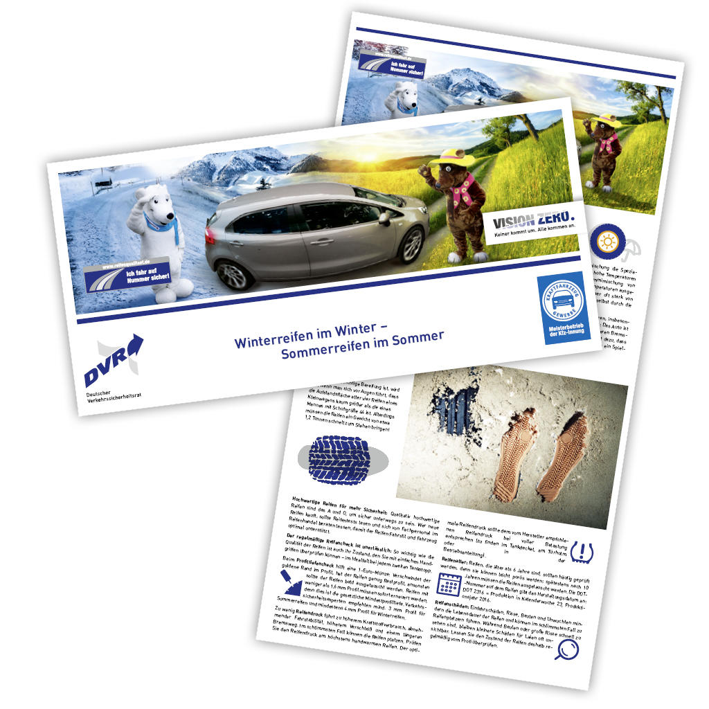 Flyer  „Sommerreifen im Sommer - Winterreifen im Winter“